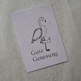 Kleine Karte "Gute Genesung" mit Illustration Flamingo