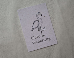 Kleine Karte "Gute Genesung" mit Illustration Flamingo