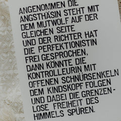 Gestempelter Kunstdruck "Angsthäsin & Mutwolf"