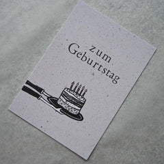 Kleine Karte "Zum Geburtstag" mit Illustration Torte