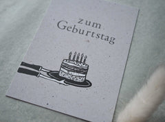 Kleine Karte "Zum Geburtstag" mit Illustration Torte