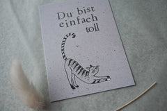 Kleine Karte "Du bist einfach toll" mit Illustration Katze