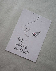 Kleine Karte "Ich denke an Dich" mit Illustration Brief