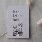 Kleine Karte "Hab Dich lieb" mit Illustration Fuchs + Hase