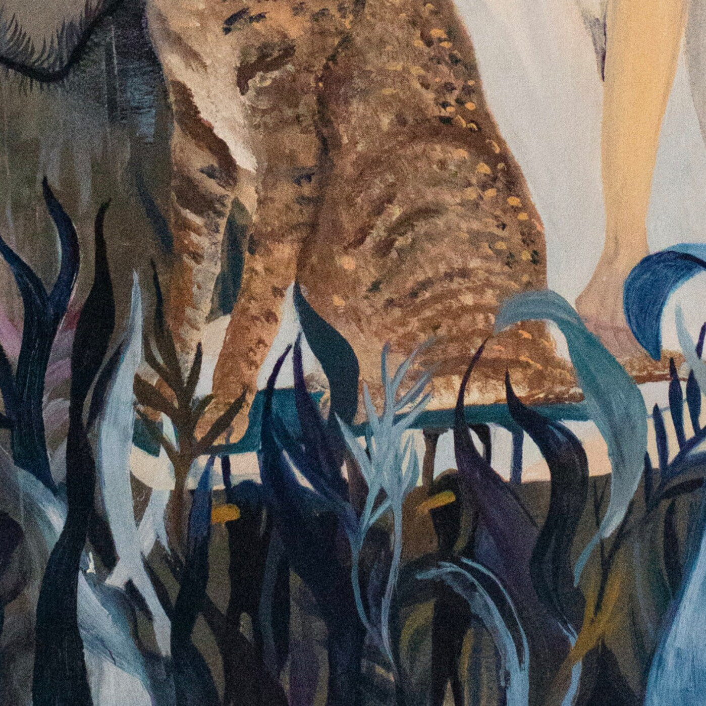Kunstdruck Ölbild Mädchen mit Katze und Hase im Gepäck