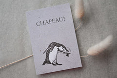 Kleine Karte "Chapeau!" mit Illustration Pinguin