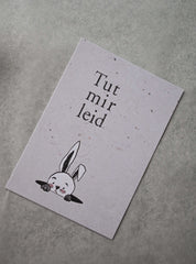 Kleine Karte "Tut mir leid" mit Illustration Hase