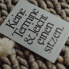 Postkarte "Keine Termine" gestempelter Spruch