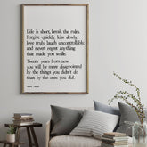Kunstdruck gestempelt " Life is short", Zitat Mark Twain