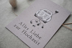 Kleine Karte "Alles Liebe Hochzeit " mit Illustration Auto