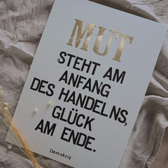 Gestempelter Kunstdruck "Mut" von Demokrit