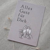 Kleine Karte "Alles Gute für Dich" mit Illustration Gläser