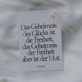 Postkarte "Geheimnis des Glücks" gestempelter Spruch