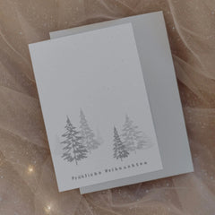 Veredelte Weihnachtskarte Set "Tannenbäume"