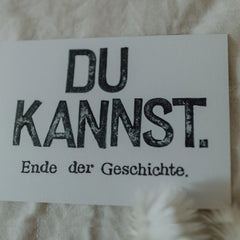 Postkarte "Du kannst" gestempelter Spruch
