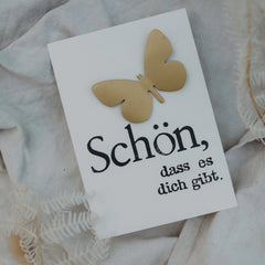 Postkarte "Schön, dass es dich gibt" gestempelter Spruch