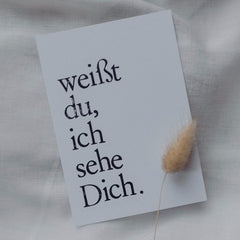 Postkarte "Ich sehe dich" gestempelter Spruch