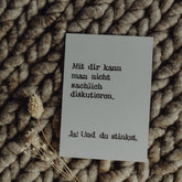 Postkarte "Du stinkst" gestempelter Spruch