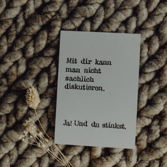 Postkarte "Du stinkst" gestempelter Spruch