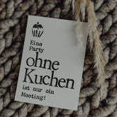 Postkarte "Party ohne Kuchen" gestempelter Spruch