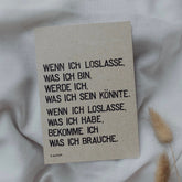 Postkarte "Wenn ich loslasse" gestempelter Spruch