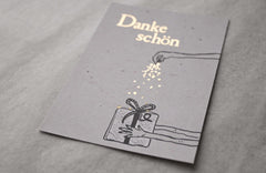 Kleine Karte "Danke schön" mit Illustration Paket Gold