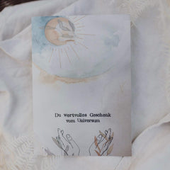 Postkarte "Geschenk des Universums" gestempelter Spruch