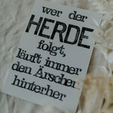 Postkarte "Wer der Herde folgt" gestempelter Spruch