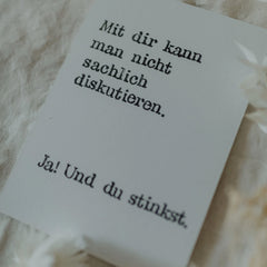 Postkarte "Du stinkst" gestempelter Spruch