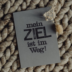Postkarte "Ziel im Weg" gestempelter Spruch