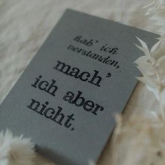 Postkarte "Hab ich verstanden" gestempelter Spruch