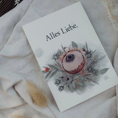 Postkarte "Alles Liebe" gestempelter Spruch