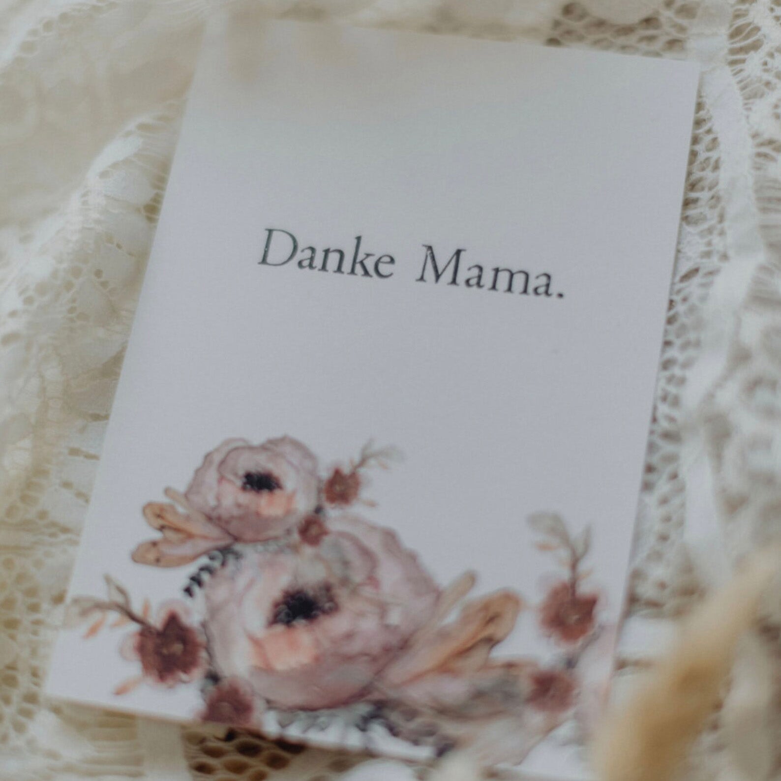Postkarte "Danke Mama" gestempelter Spruch