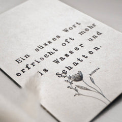 Postkarte "Buddha" gestempelter Spruch