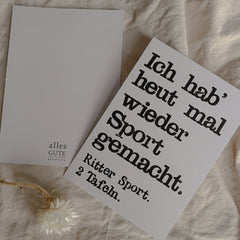 Postkarte "Sport gemacht" gestempelter Spruch