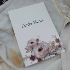Postkarte "Danke Mama" gestempelter Spruch