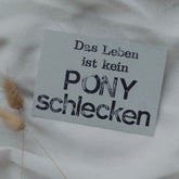 Postkarte "Pony schlecken" gestempelter Spruch