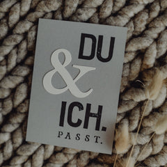 Postkarte "Du & ich" gestempelter Spruch