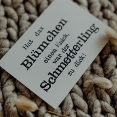 Postkarte "Blümchen & Schmetterling" gestempelter Spruch