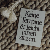 Postkarte "Keine Termine" gestempelter Spruch