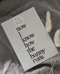 Bügelbild "Now I know how the bunny runs."