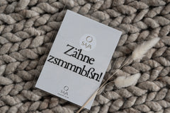Bügelbild "Zähne zsmmnbßn!"