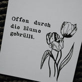 Postkarte "Blume gebruellt" gestempelter Spruch