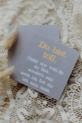 Postkarte "Du bist toll" gestempelter Spruch