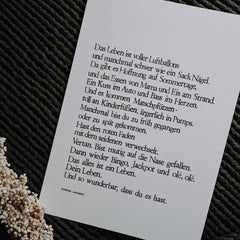 Gestempelter Kunstdruck "Das Leben ist wie Luftballons"