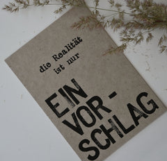Postkarte "Ein Vorschlag" gestempelter Spruch