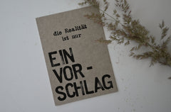 Postkarte "Ein Vorschlag" gestempelter Spruch