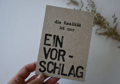 Postkarte "Ein Vorschlag" gestempelter Spruch