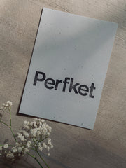 Postkarte "Perfket" gestempelter Spruch