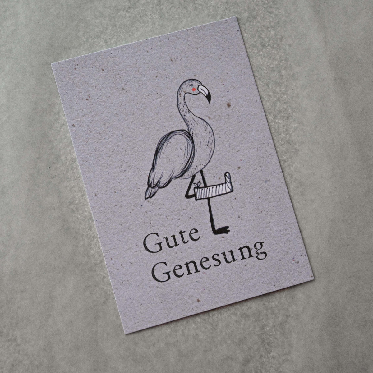 Kleine Karte "Gute Genesung" mit Illustration Flamingo